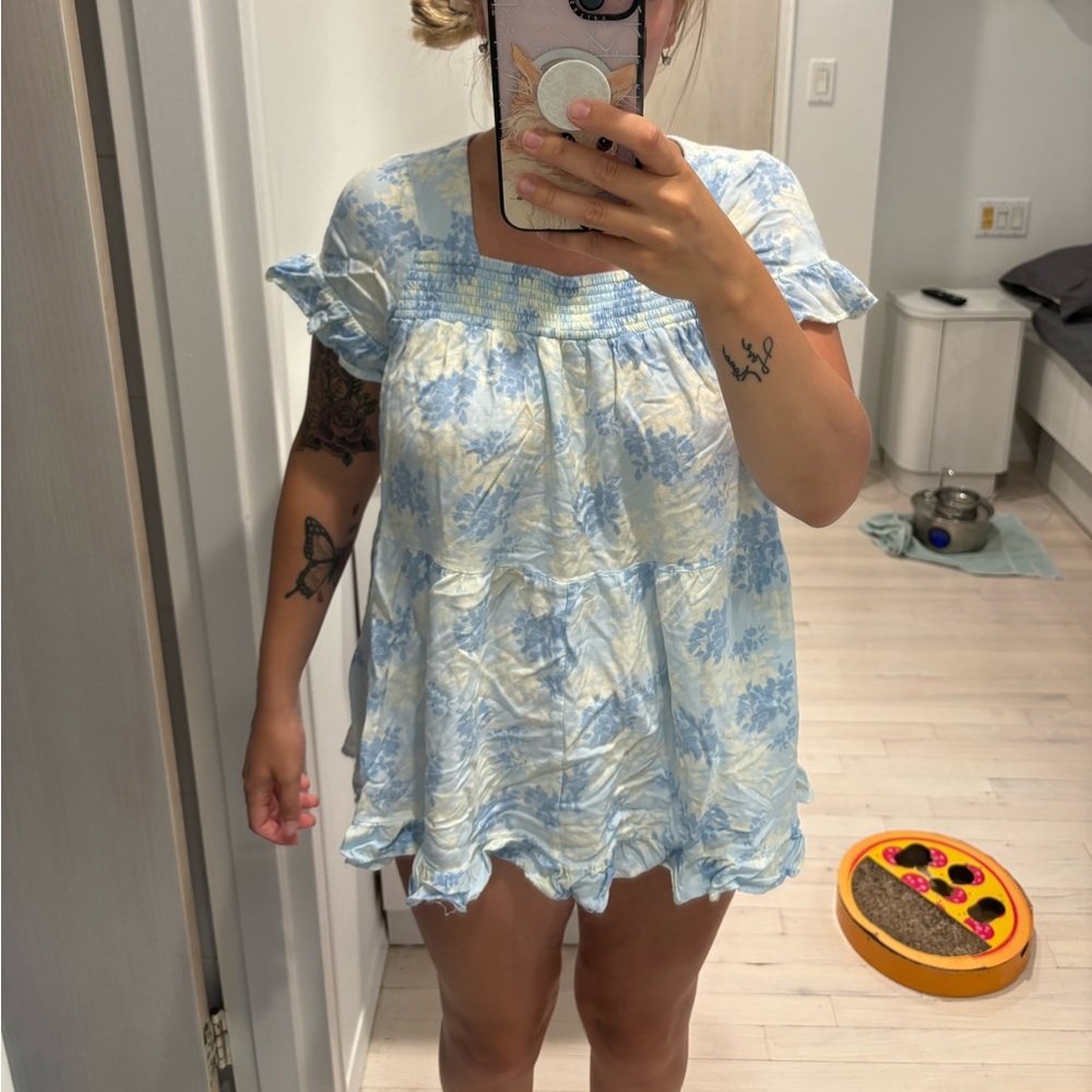 Multicolor dress for short women / bathing suit cover up / long shirt worn 2x